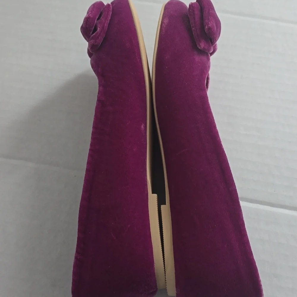 Janie and Jack Girl's Elegant Velvet Bow Flats Sz 3